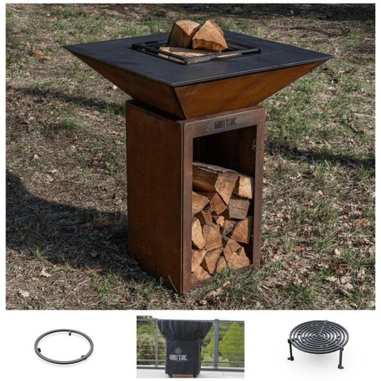 Braciere Plancha Grill'Chic Le Cévenol In Acciaio Corten Con Mobile - Barbecue Da Esterno Elegante - Foto 4