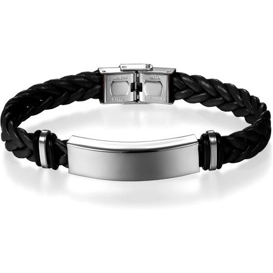 Bracelet Homme Lourd Manchette Acier Inoxydable Doré - Chaîne Polie 21cm Avec Sac Cadeau