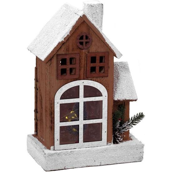 CDMaison de Noël LED en bois avec toit enneigé 29 cm Maison — free download