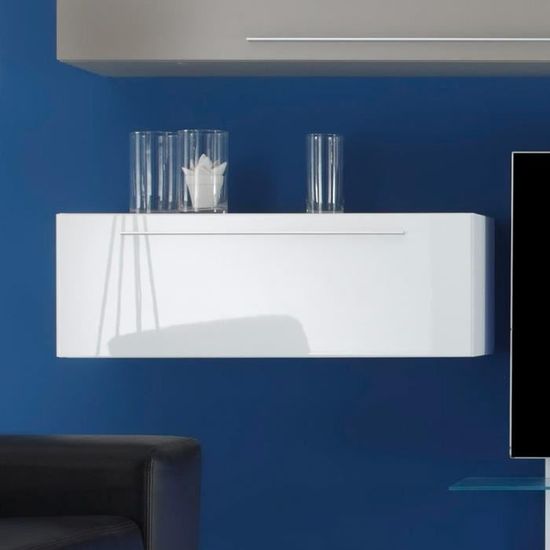 Petit meuble de rangement suspendu blanc FOMA Blanc Cdiscount Maison