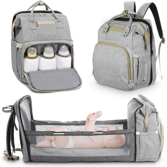 Sac à langer pour bébé, sac à dos, sac à langer avec matelas à langer  portable