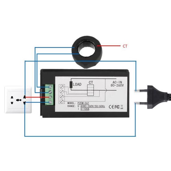 AC Voltmètre Ampèremètre Wattmètre LCD Moniteur de puissance Compteur d'énergie