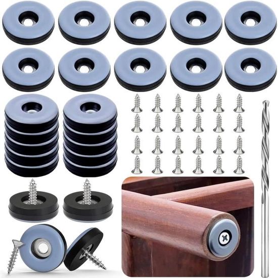 Lot De Patins En Téflon PTFE Pour Meubles - 10 à 20 Pièces Auto-adhésives Ronds - Protègent Vos Sols Et Facilitent Le Glissement Des Chaises Et Tables