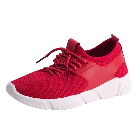 Femmes Flats Fashion Casual Chaussures Lacets mesh respirant femme baskets noir