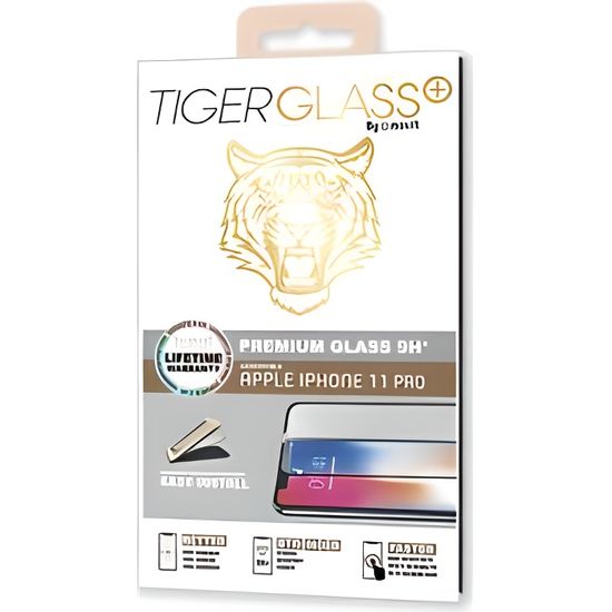 muvit Tiger Glass Plus Applicateur Verre Trempé Incurvé avec Surface adhérente complète Compatible pour iPhone 11 