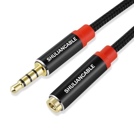 Câble D'extension Jack 3,5 Mm Torsadé - 5 Mètres, Noir, Pour Casque Audio - Marque Kenable, Neuf Sous Blister