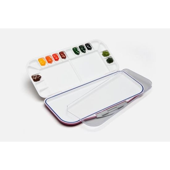 Luftdichte Aquarellpalette Mit Deckel – 16 Mulden & 2 Mischbereiche, Faltbar, 21,6 X 9,9 Cm