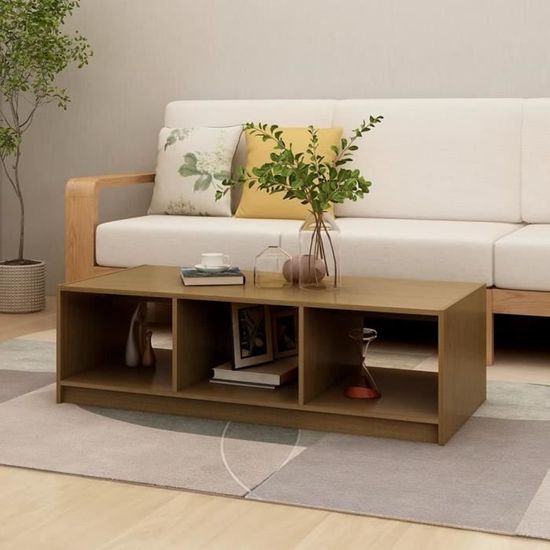 Nouveau Table d'appoint de canapé Scandinave Table basse Marron miel ...