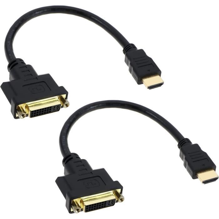 2Pcs Câble Hdmi Mâle Vers Dvi (24 + 5) Femelle Hdmi Vers Dvi ...