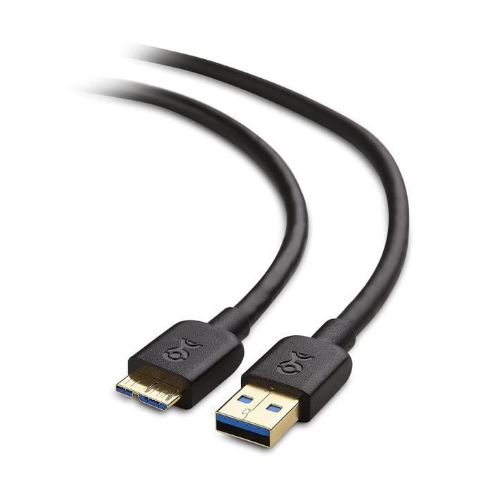 Cable usb3 vers Micro B (Cable USB 3.0 vers Micro B), Noir, 2m[620]