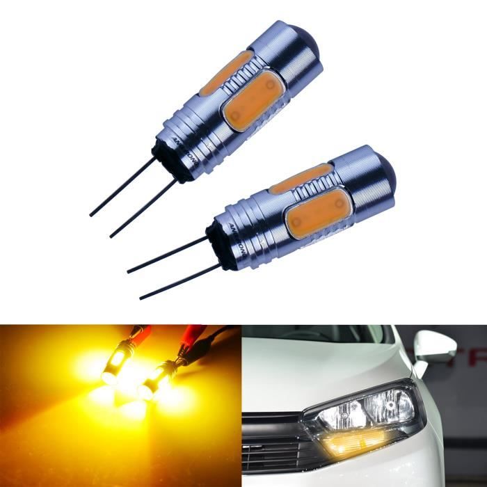 ANGRONG 2x Ampoules HP24 HP24W COB 7.5W LED Feux de jour diurne Roulage Clignotant Ambre Pour Citroën C5 Peugeot 3008 5008 2009+