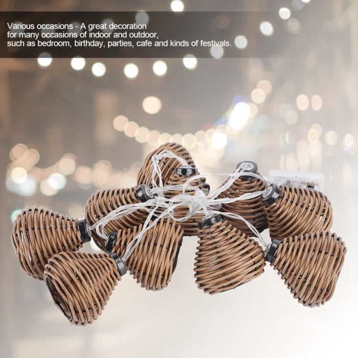 10pcs lampes rotin guirlande lumineuse LED boules rotin guirlandes décoration maison-RUI
