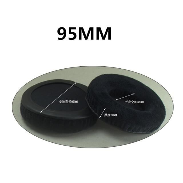 Oreillettes rondes de remplacement en velours pour casque, 60MM 65MM 70MM 75MM 80MM 85MM 90MM 95MM 100MM 105MM black 95MM -QUIN178