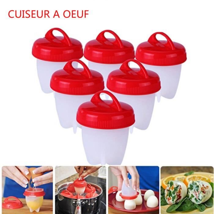 6Pcs / Ensembles Cuiseur D'oeufs, Chaudière D'oeufs De Silicone De Non Stick, Oeufs Durs Sans La Coquille ( Rouge + Blanc)