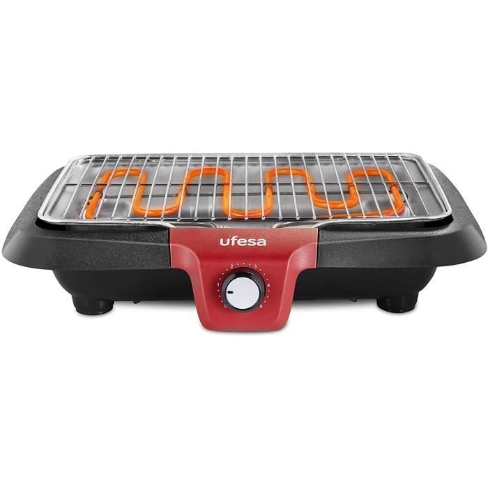 UFESA BB7640 Barbecue électrique avec système de génération de faible fumée, résistance thermique, arrêt automatique, surface 38x24c