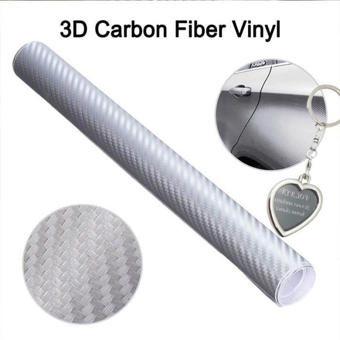 3D Film Vinyle Autocollant Voiture Fibre de Carbone Adhesif Thermoformable Gris Claire Aw44194