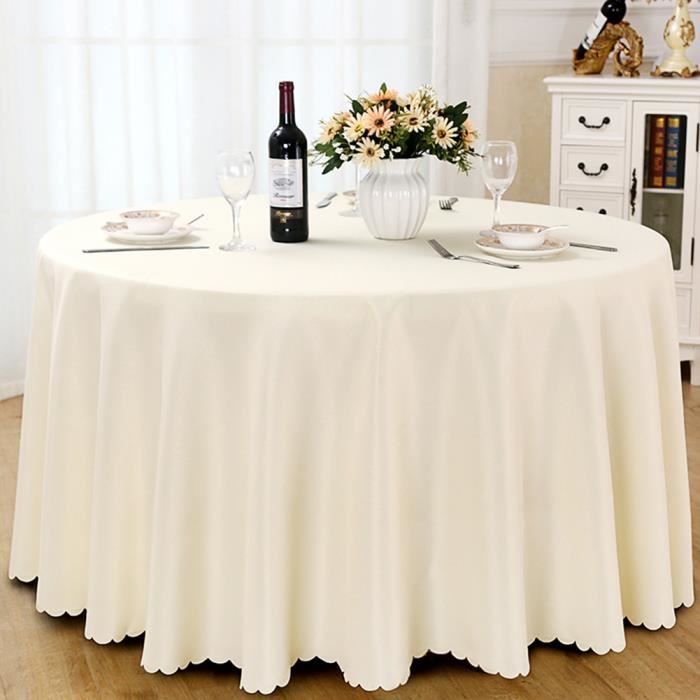 Nappe de table, Nappe ronde, Nappe ronde 240 cm, Nappe ronde antitache, Nappe exterieur table ronde - Beige