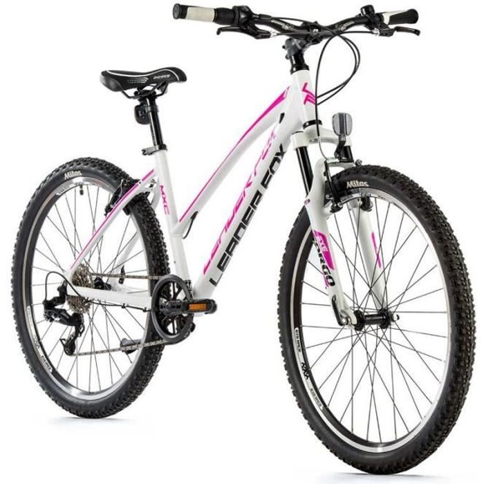 Vélo électrique VTT musculaire femme Leader Fox Mxc 2023 - blanc/rose - 170/178 cm