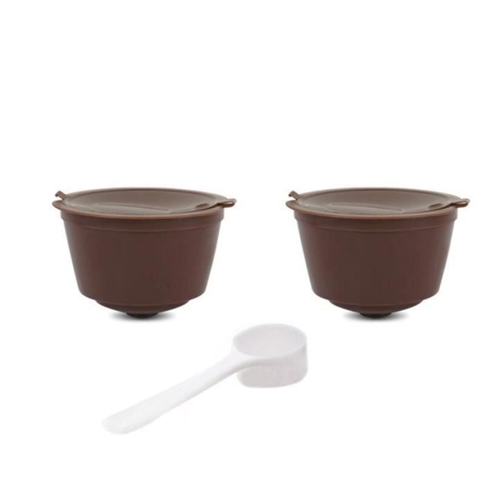 Café Filtres,Capsules de café réutilisables pour Dolce Gusto, filtre à café avec cuillère et brosse adaptés - Type Brown 20 spoons