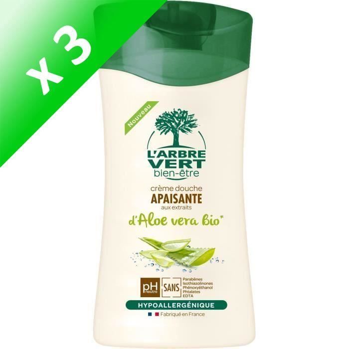 L'Arbre Vert Bien-être Crème Douche aux Extraits d'Aloé Vera Bio - 250 ml (Lot de 3)