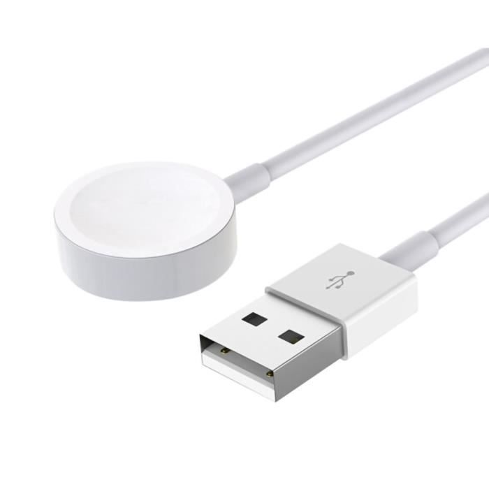 DOCK DE RECHARGE POUR MONTRE CONNECTEE Chargeur Apple Watch Wafenso Magnétique Sans Fil USB Câble iWatch,3.3”-Blanc