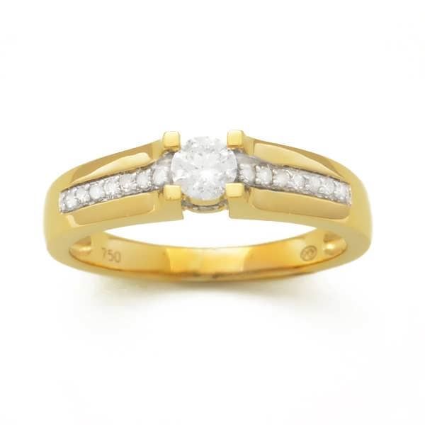 MONTE CARLO STAR - Solitaire en Or Jaune 18 Carats et Diamants Accompagné 4 Griffes - Femme