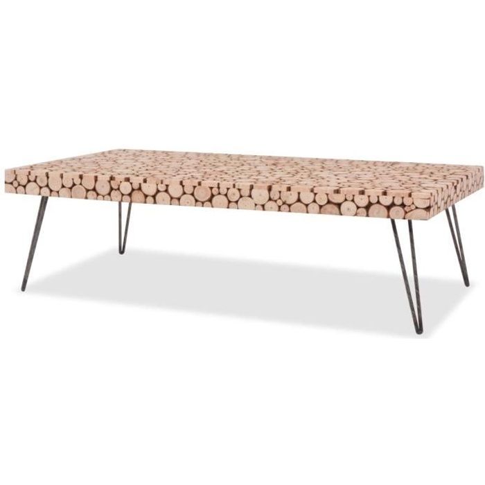 Table basse design scandinave salon contemporain Bois véritable 120,5 x 60,5 x 35 cm