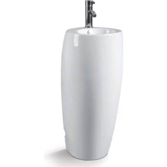 Lave Main Totem Rond - Céramique Blanc - 39x85 cm - Ove
