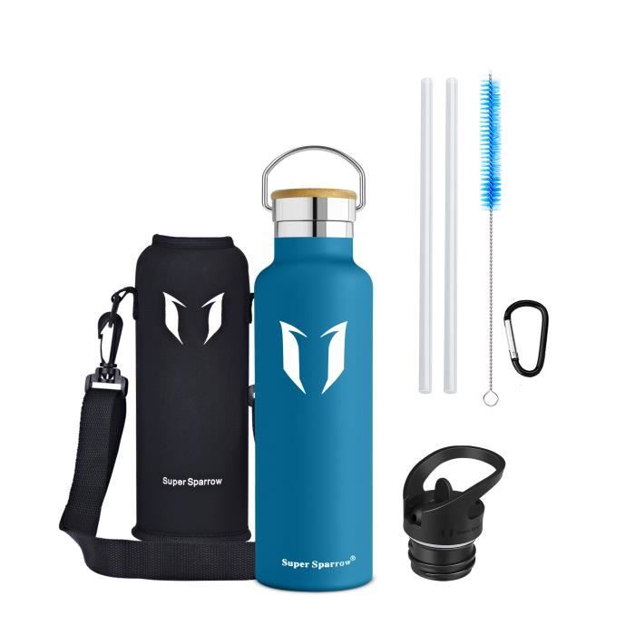 Super Sparrow Bouteille isotherme d'eau en Acier Inoxydable, 620ml, Bleu Foncé