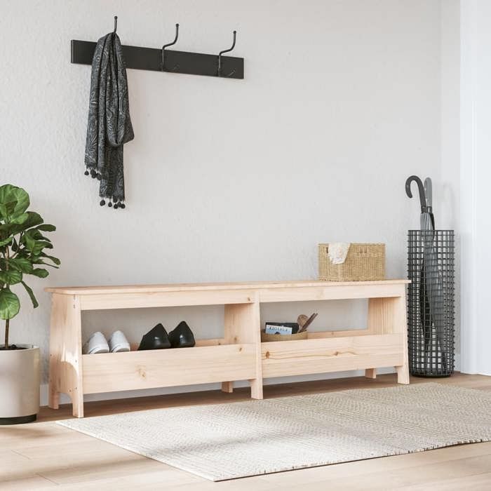 vidaXL Banc dEntrée Banc à Chaussures avec Étagère Meuble de Rangement avec Siège Salon Couloir Intérieur Marron Bois de 837379