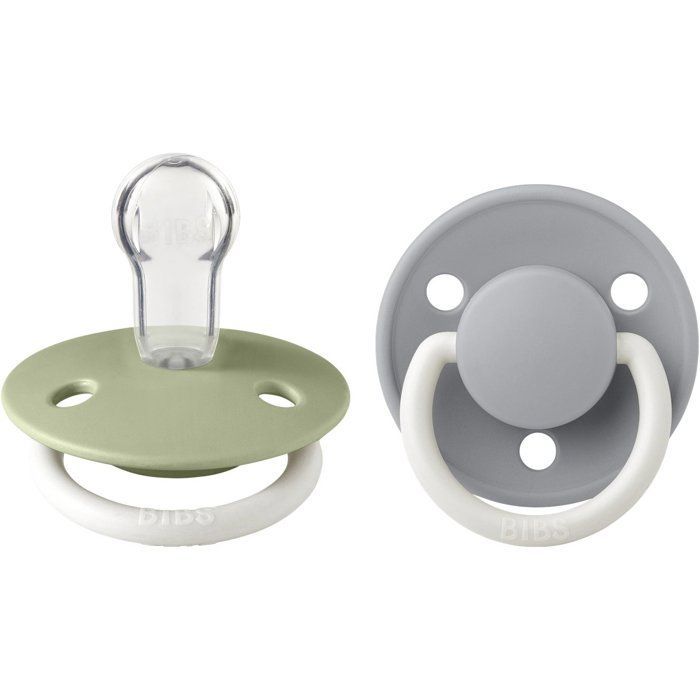 Sucette bébé - BIBS - DeLux - Embout rond - Pack de 2 - Silicone - Taille unique phosphorescent Sage Cloud