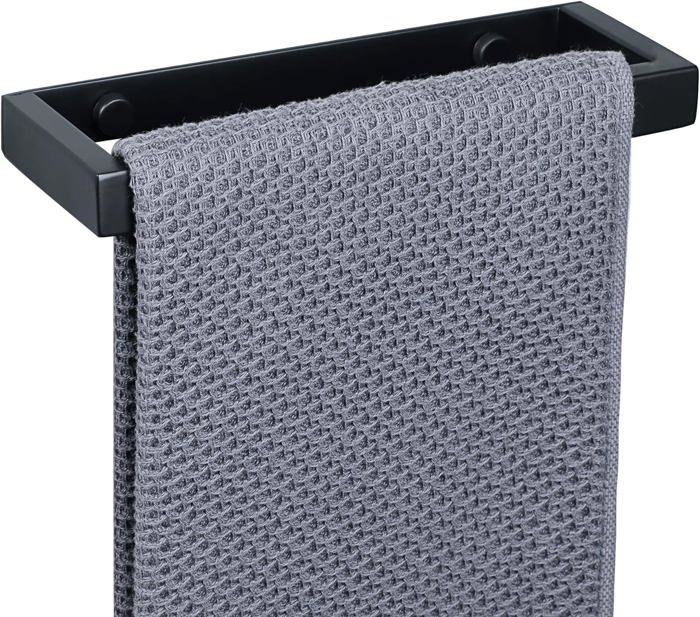 Porte-serviettes Mural Auto-adhésif Sans Perçage - Acier Inox Noir, 23 Cm - Pour Salle De Bain, Cuisine