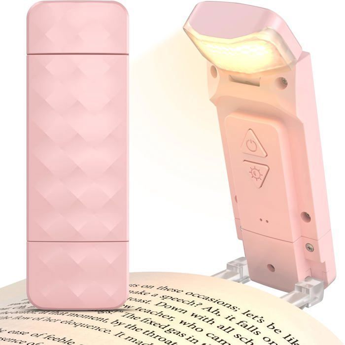 Lampe de lecture rechargeable lampe de lecture à clipser avec 3 températures de couleur et 5 niveaux de luminosité Rose-s
