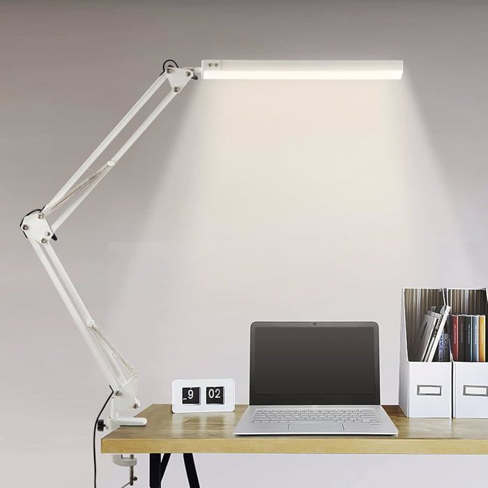 Lampe de Bureau LED 14W 10 Niveaux de Luminosité X 3 Modes de Couleur 5V/2A CE Adaptateur Incluse [Classe énergétique A+++]