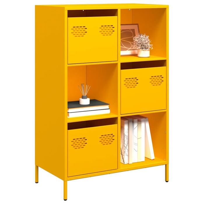 SALE 2025Armoire haute vitrine - Bibliothèque Buffet haut - jaune moutarde 68x39x1035 cm acier2939 Kg 3250