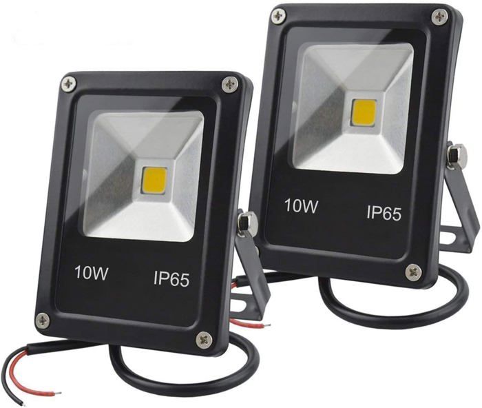12V DC LED Lumière dinondation 10W Mini IP65 900lm 3000K Lumière de sécurité blanc chaud 2 Pack Pas de fiche