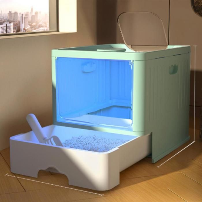 Meilleurs prix pour JEOBEST Maison pour Chat, Bac à Litière Anti-odeurs, Bac à Litière avec Couvercle, Tiroir et Pelle à Litière, Pliable, Rose