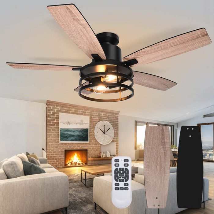 Lapamax Ventilateur de plafond avec lumière pour chambre 112cm 6 niveaux de vitesse Silencieux Réversible avec Telecommande - Lapamax