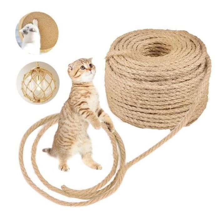 Comparer les prix de Corde à Griffer pour ChatCorde en Sisal Naturelle pour Réparation et Remplacement de Chat Scratch Pilier Arbres à Chat6 mm*15 m
