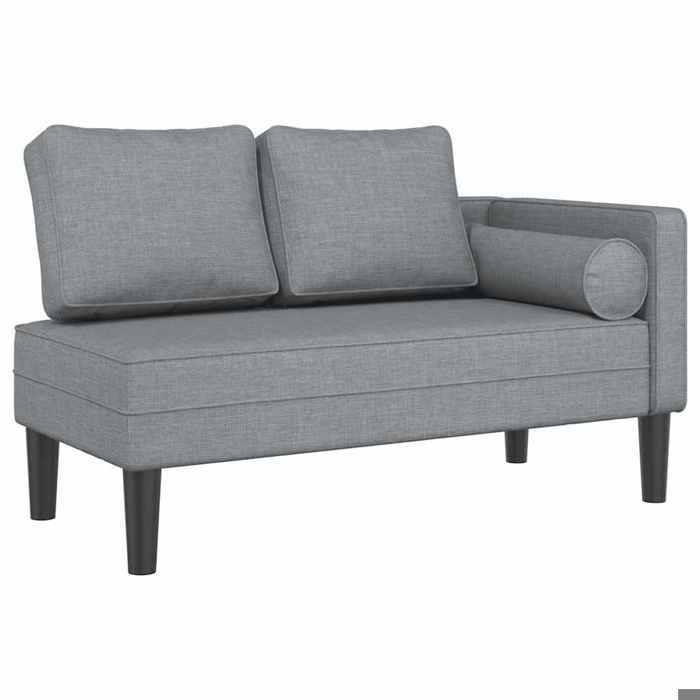 CHEZ JILI* Chaise longue - RUIGOU - Fauteuil long de repos avec coussins gris clair tissu Août864435
