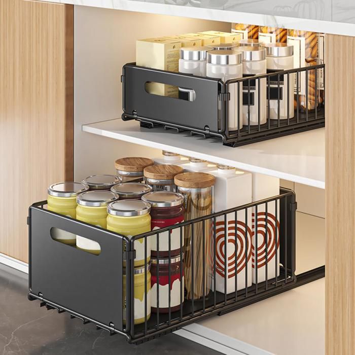 B.LIVEM Organisateur de Placard Extensible - Organiseur de Tiroir Extensible pour lorganisation Armoires de Cuisine (Grand +