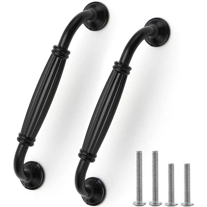 Lot de 12 poignées de porte de placard en aluminium noir mat poignées de tiroir longues en forme de nœud pour cuisine (12 tro