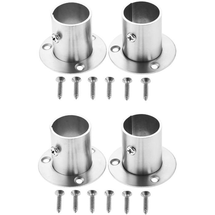 Lot de 4 Supports Tringle Penderie INOX 25 mm Support Fixation Tube Rond 1 Pouce Supports de Barre pour Armoire Placard Rideau