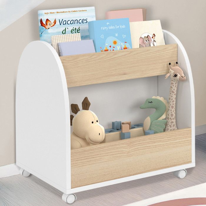 IDMARKET Bibliothèque pour enfant ANDREAS sur roulettes hêtre et blanc IDMARKET Bibliothèque pour enfant ANDREAS sur roulettes hêtre et blanc
