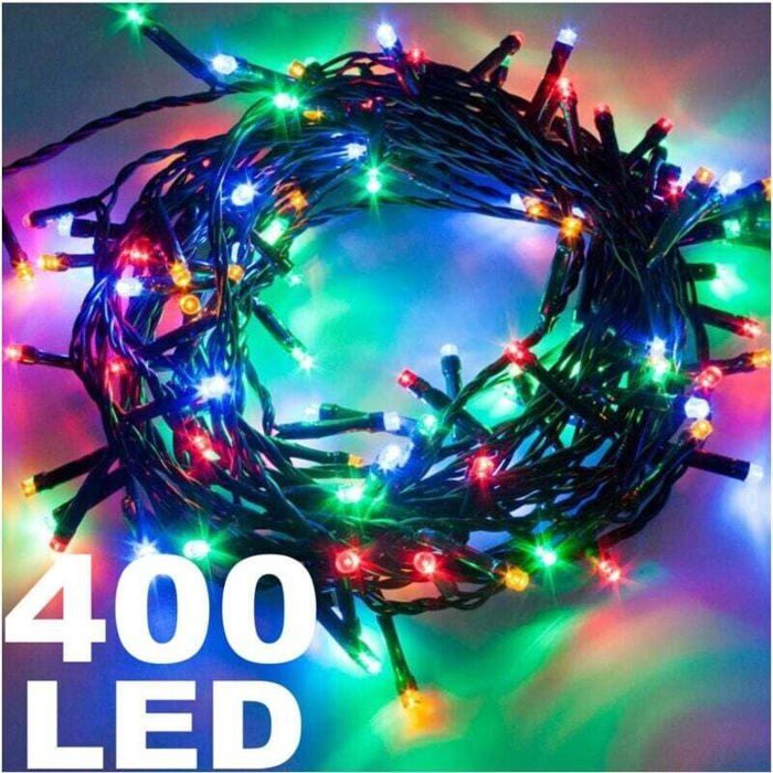 Guirlande lumineuse 400 LED avec lucioles multicolores contrôleur 8 fonctions intérieur