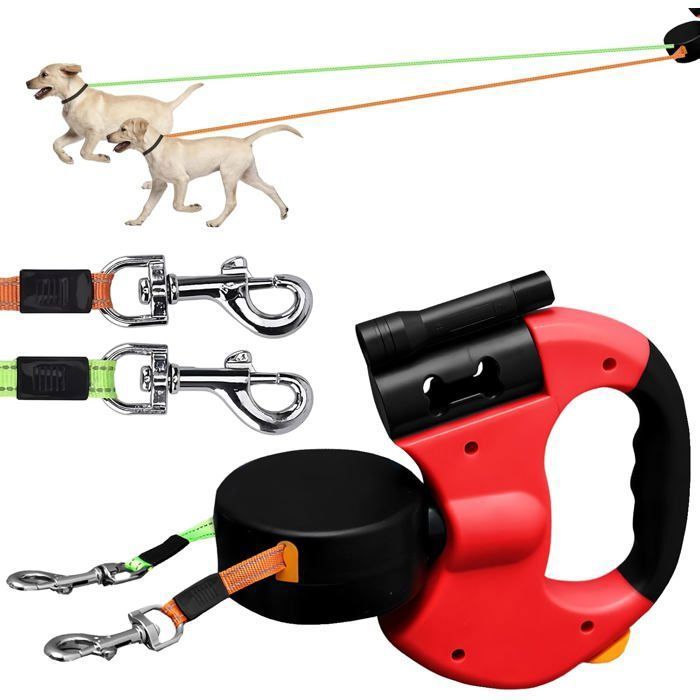 Meilleurs prix pour Laisse pour ChienLaisse Chien Enrouleur Double Laisse pour 2 ChiensEnrouleurExtensible Rétractable3M360 sans Multicol LAISSE