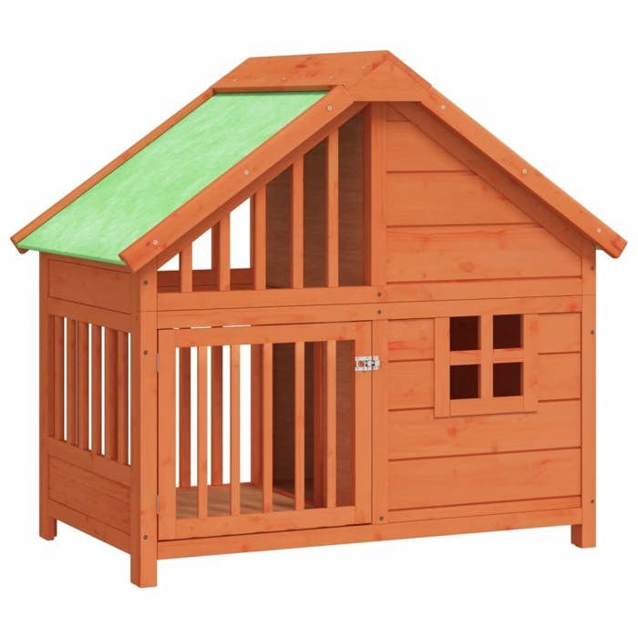 Chenil dextérieur en bois de pin - vidaxl - 96x605x87 cm - Marron - Bois de pin massif - Toit résistant à leau