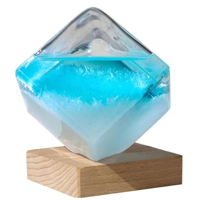 Prévision météo en verre tempête: prédicteur de cube d'eau bleu cristal