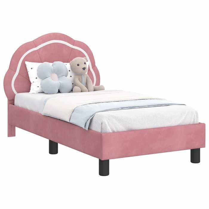 [6473705]Lit jeune/Adulte - Contemporain lit enfants lit simple Cadre de lit pour tout-petit avec tête de lit Rose 70x140 cmPoid