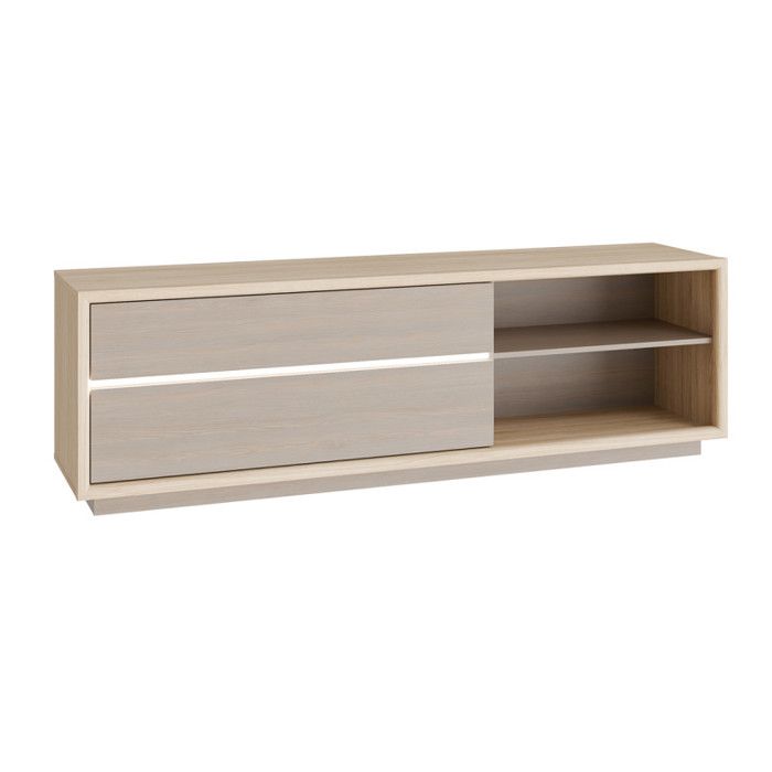 Meuble TV 185 cm décor chêne et pin avec éclairage LED – FREYA Meubletmoi Meuble TV 185 cm décor chêne et pin avec éclairage LED – FREYA Meubletmoi